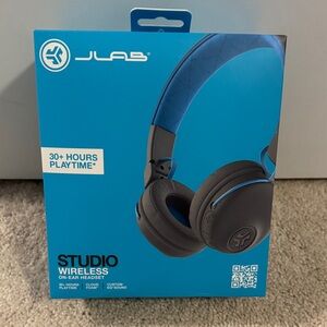 JLab Studio Wireless On-Ear Headphones - Black and Blue